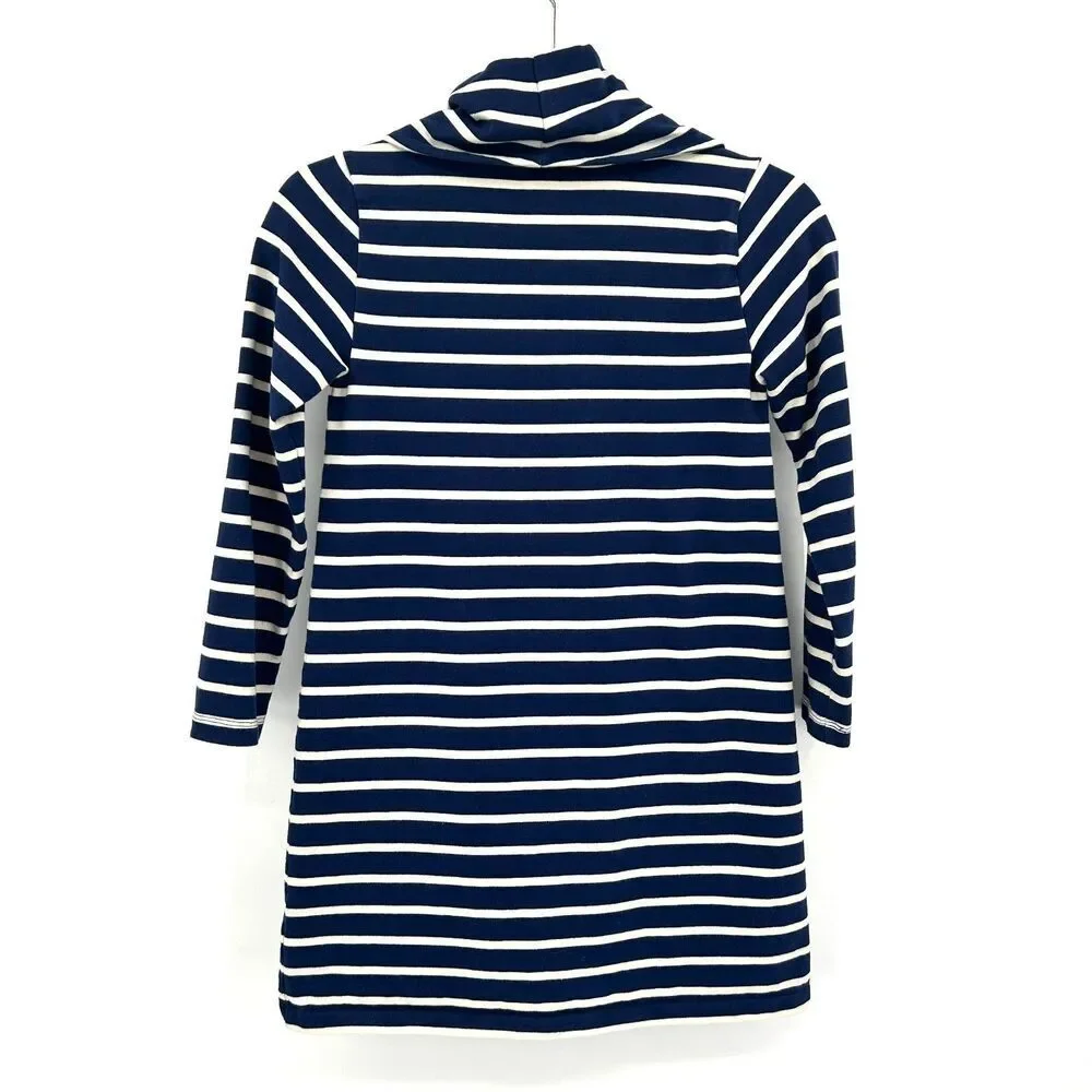 VINEYARD VINES Girl's Blue White Striped Nautical Turtleneck Dress Kids 10 - 12